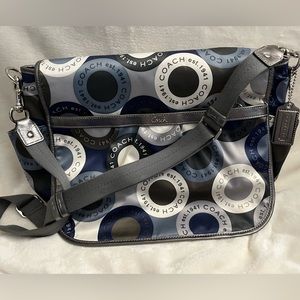 Blue and grey Coach Baby Bag